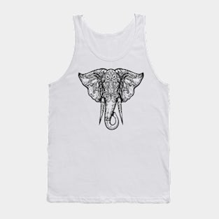 Elephant Head Zentangle Illustration Tank Top